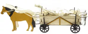 Drevený stojan s karafou a pohárikmi – koníky s vozom