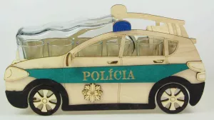 Drevený stojan s karafou a pohárikmi – auto polícia