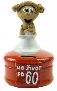 Pokladnička farebná s postavičkou ženy a číslom 60
