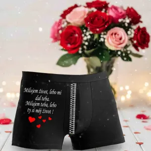 Boxerky so srdiečkami - milujem život, lebo mi dal teba