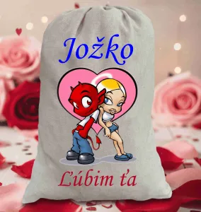 Darčekové vrecko - párik čert a anjelik s menom