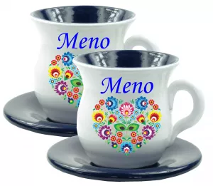 Dve šálky, podšálky s  menom Modrá