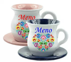 Dve šálky, podšálky s  menom Ružovo-modrá