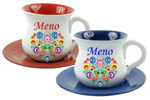 Dve šálky s podšálkami a s  menami na želanie.