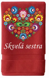 Osuška s folklórnym srdcom pre skvelú sestru.