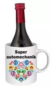 Hrnček SK s vínom - super automechanik Červené víno