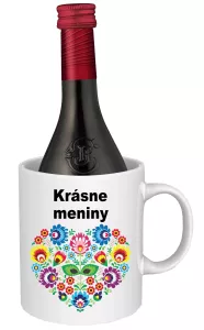 Hrnček SK s vínom - krásne meniny Biele víno