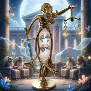 Pozlátená figúrka JUSTÍCIA – Symbol spravodlivosti (so Swarovski krištáľmi)