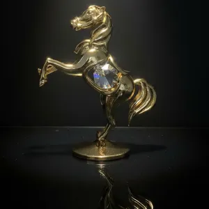 Pozlátená figúrka koňa so Swarovski krištáľom