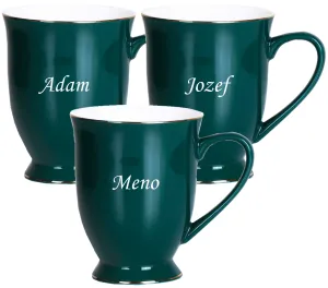 Elegantný, zelený hrnček s menom, aké si želáte.