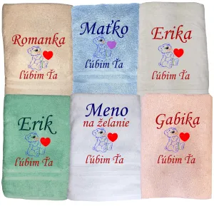 Osuška s mackom, nápisom ľúbim Ťa a menom na želanie