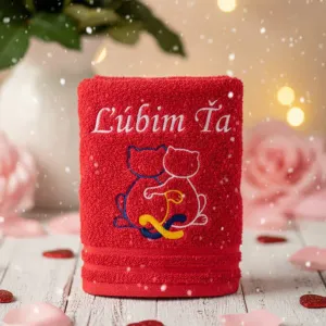 Osuška so zamilovanými mačiatkami s nápisom z ľúbim Ťa a menom na želanie