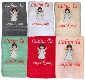 Osuška s anjelikom - Ľúbim Ťa