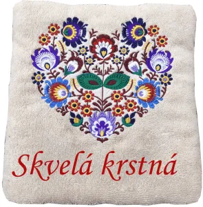Osuška s folklórnym srdcom pre skvelú krstnú.