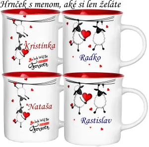 Hrnček so zamilovanými ovečkami a menom na želanie