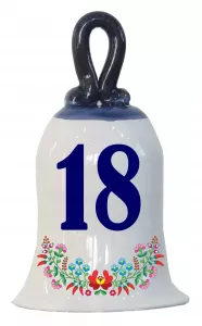 Zvonček k narodeninám s číslom 18 Modrá