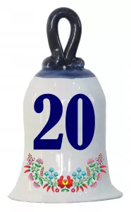 Zvonček k narodeninám s číslom 20 Modrá