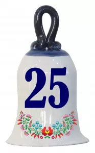 Zvonček k narodeninám s číslom 25 Modrá