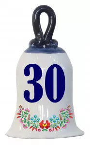 Zvonček k narodeninám s číslom 30 Modrá