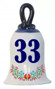 Zvonček k narodeninám s číslom 33 Modrá