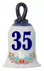 Zvonček k narodeninám s číslom 35 Modrá