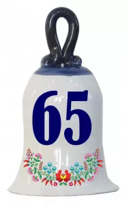 Zvonček k narodeninám s číslom 65 Modrá