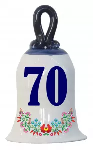 Zvonček k narodeninám s číslom 70 Modrá