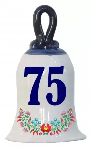 Zvonček k narodeninám s číslom 75 Modrá