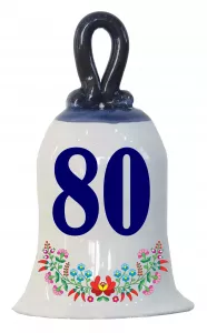 Zvonček k narodeninám s číslom 80 Modrá