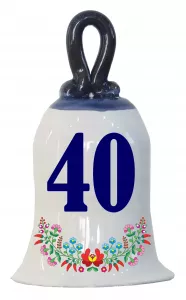 Zvonček k narodeninám s číslom 40 Modrá