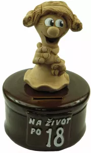 Pokladnička s postavou k narodeninám s číslom 18 žena