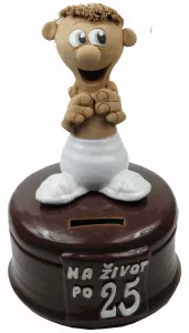 Pokladnička s postavou k narodeninám s číslom 25 muž