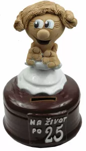 Pokladnička s postavou k narodeninám s číslom 25 žena