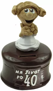Pokladnička s postavou k narodeninám s číslom 40 žena
