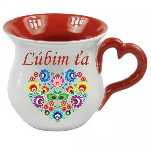 Šálka folk s uchom v tvare srdiečka – ľúbim ťa