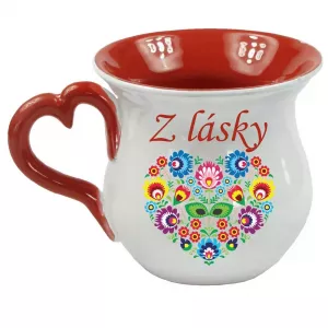 Šálka folk s uchom v tvare srdiečka – z lásky