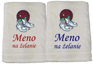 Osuška s loptou , teniskami a menom na želanie