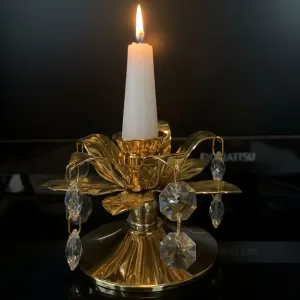 Pozlátený svietnik na sviečku so Swarovski krištáľmi