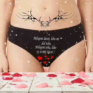 Dámske tangá „milujem život + srdiečka“