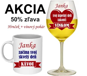 Vínový pohár a hrnček s menom