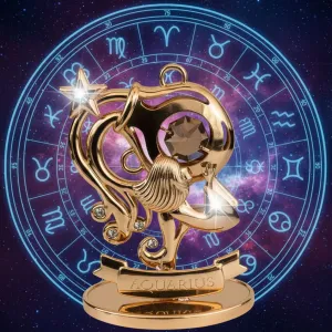 Pozlátená figúrka Znamenie VODNÁR (so Swarovski krištáľmi)