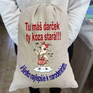 Darčekové vrecko k narodeninám pre starú kozu