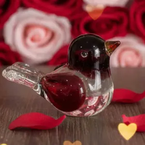 Sklenený farebný vtáčik