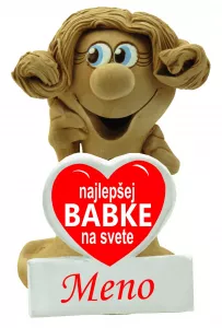 Postavička s menom a srdiečkom - babke