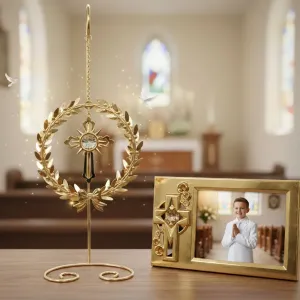 Luxusná darčeková súprava: Pozlátený foto-rámik a kríž