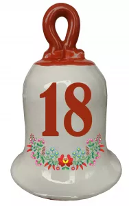 Zvonček k narodeninám s číslom 18 Červená