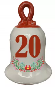 Zvonček k narodeninám s číslom 20 Červená