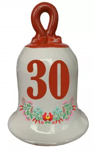 Zvonček k narodeninám s číslom 30 Červená