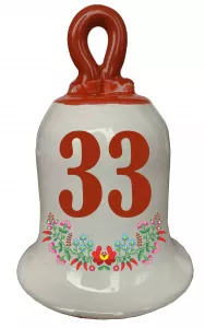 Zvonček k narodeninám s číslom 33 Červená
