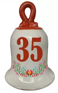 Zvonček k narodeninám s číslom 35 Červená